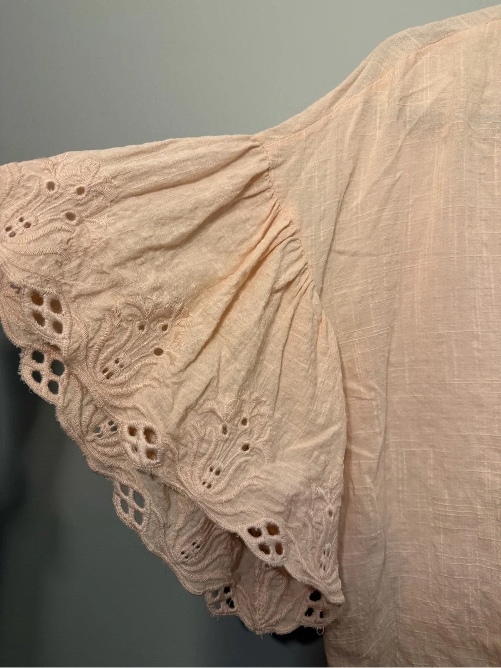 Max Studio Light Peach V-Neck Tie-Front Blouse - Picture 2 of 7